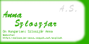anna szloszjar business card